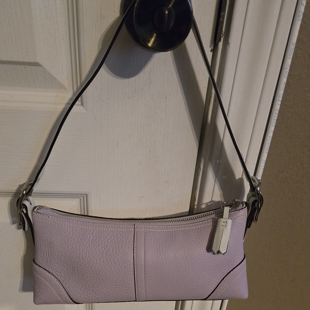 Coach Demi Baguette Bag Lavender With White Strap 10684